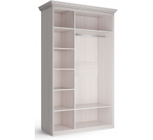 Шкаф 3-х дверный с глухой и зеркальной дверью Неаполь Ясень анкор светлый (патина "серебро")