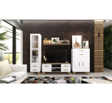 Гостиная Вега Скандинавия 3 (глянец, белый + дуб каньон)