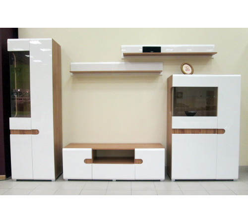 Модульная мебель для гостиной Леонардо белый глянец композиция 1